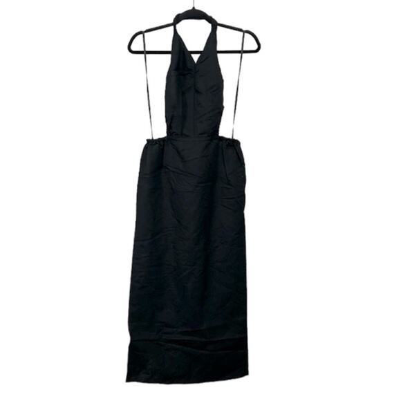 All Saints Ludo Linen Cotton Cut Out Open Back Halter Dress Black Size 8 NWT - Picture 4 of 12
